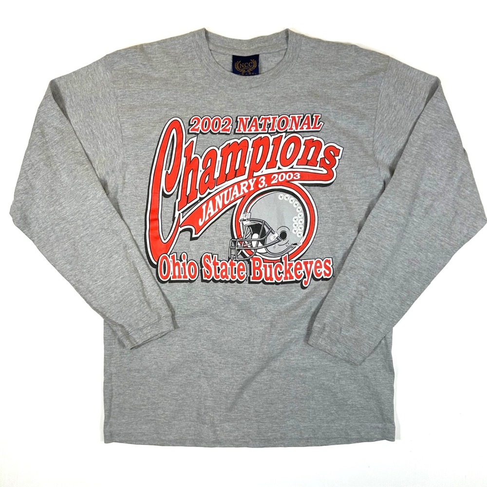 NCC Gold Ohio State Buckeyes 2002 National Champion Long Sleeve Gray Shirt Men M